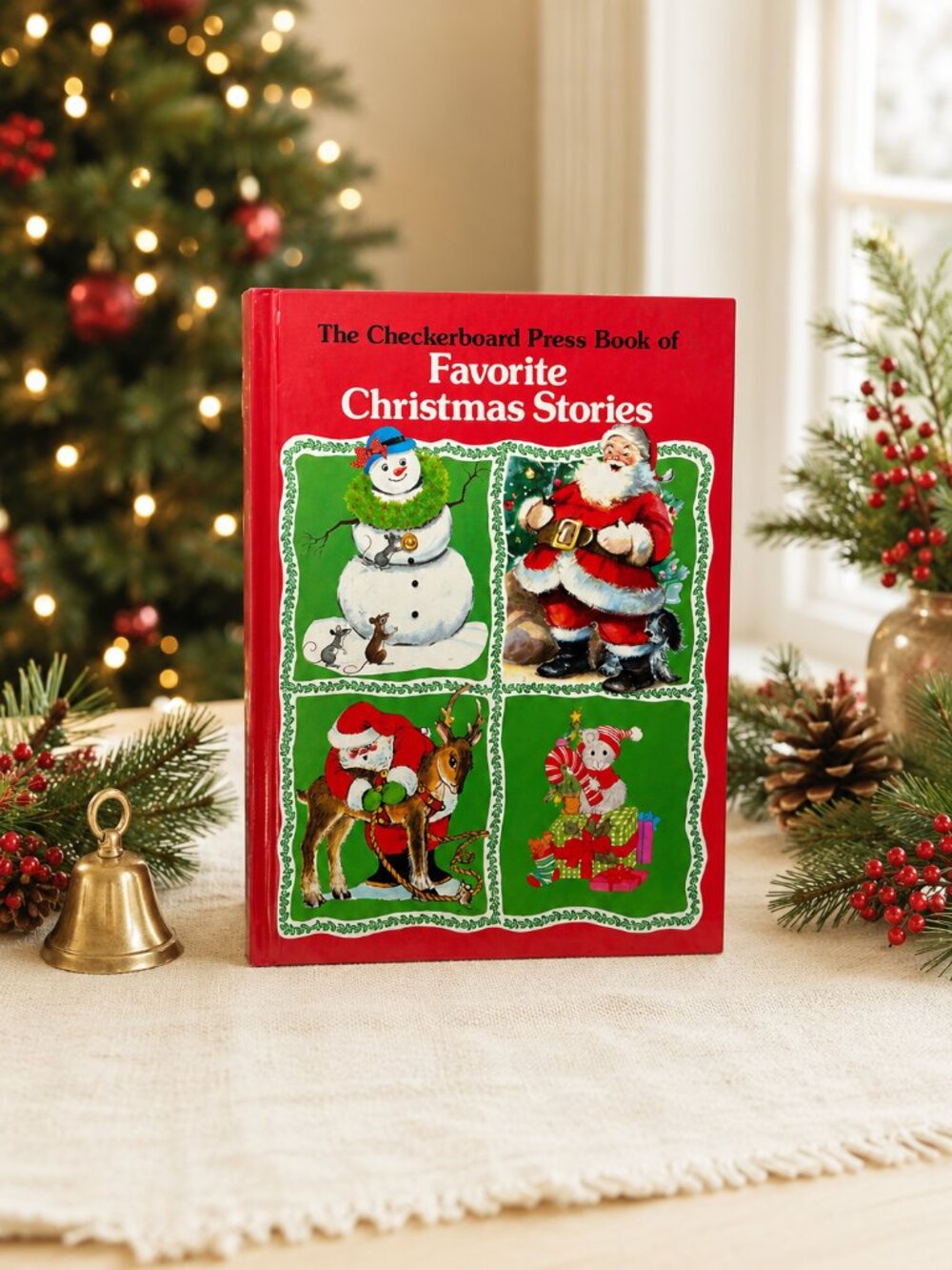 Vintage 1987 Checkerboard Press Favorite Christmas Stories Hardcover Holiday Boo